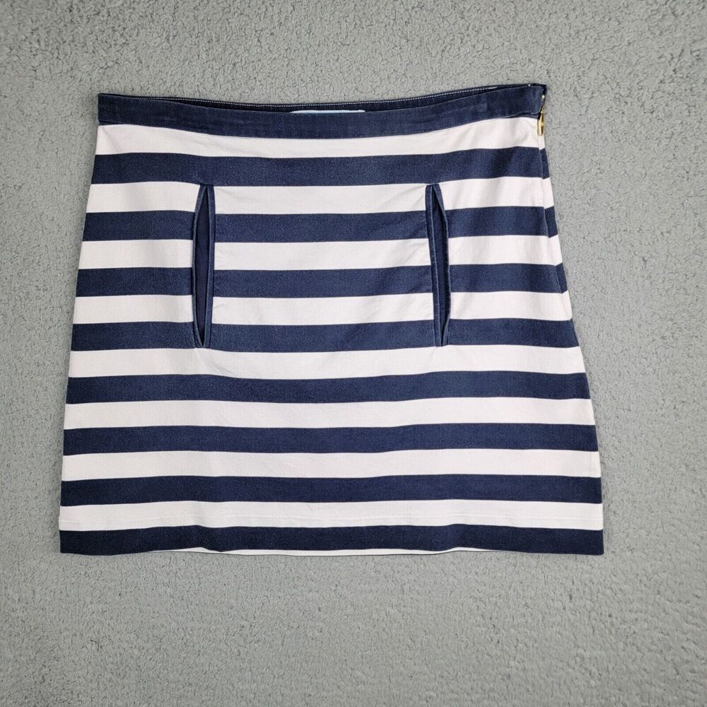 Draper James Miniskirt Womens Size 8  Navy Blue White Striped Size Zipper
